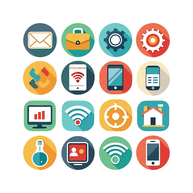 technology icon set vector illustration for documents websites and mobile applications