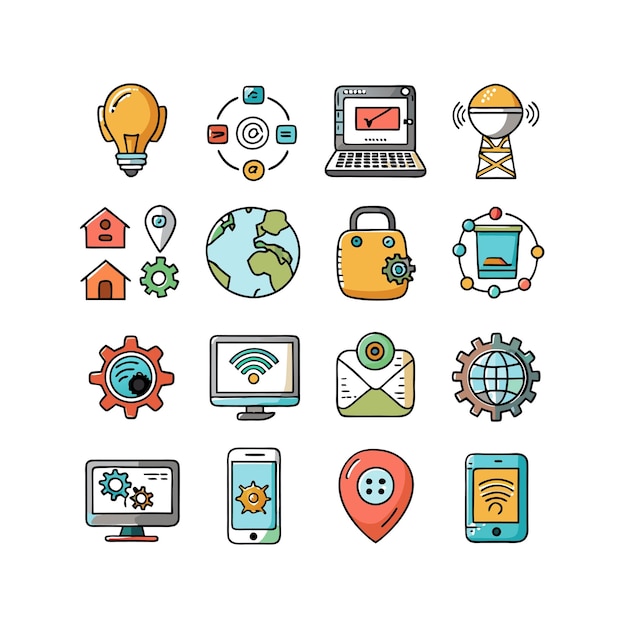 Technology Icon Set Vector Illustration for Documents Websites and Mobile Applications