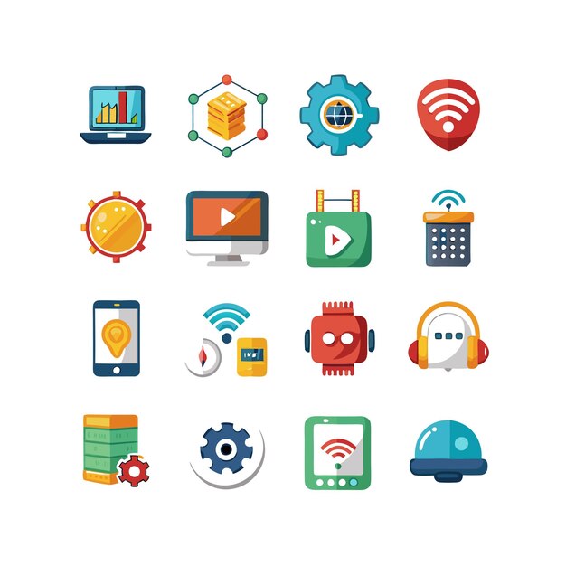 technology icon set vector illustration for documents websites and mobile applications