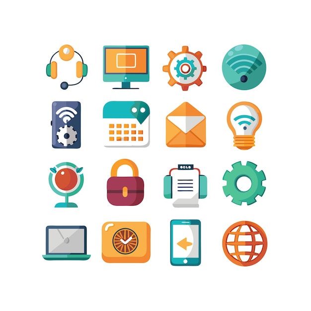 Technology Icon Set Vector Illustration for Documents Websites and Mobile Applications