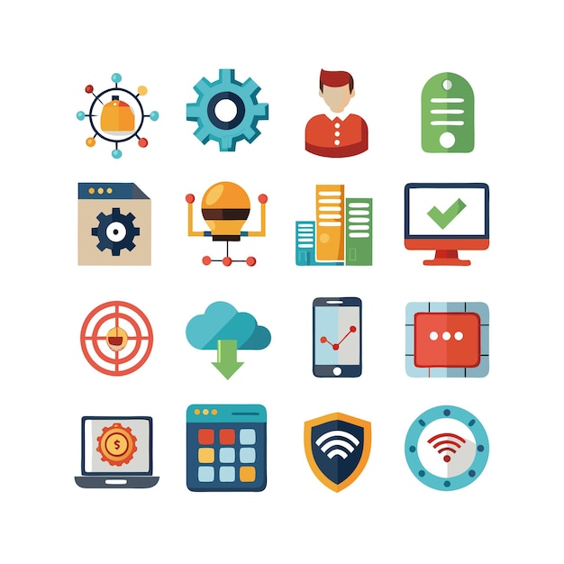 technology icon set vector illustration for documents websites and mobile applications