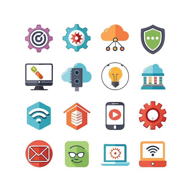 Technology Icon Set Vector Illustration for Documents Websites and Mobile Applications
