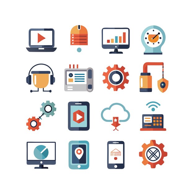 Technology Icon Set Vector Illustration for Documents Websites and Mobile Applications
