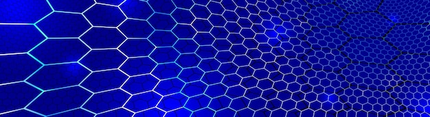 technology vector abstract background with hexagons mesh, 3d abstraction of nanotechnology and science, electronics and digital style, wire net dimensional perspective.