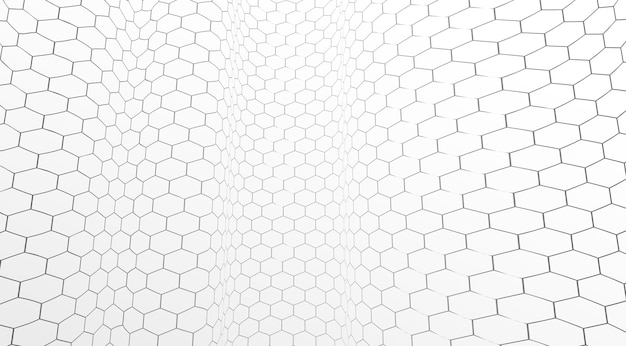 Technology vector abstract background with hexagons mesh 3D abstraction of nanotechnology and science electronics and digital style wire net dimensional perspective