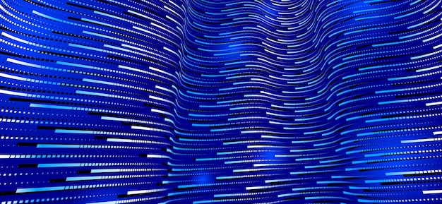Technology vector abstract background with lines big data flow, 3D abstraction of nanotechnology and science, electronics and digital style, wire net dimensional perspective.