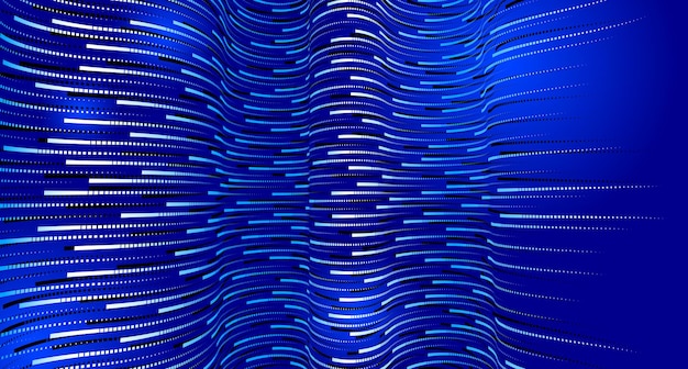 Technology vector abstract background with lines big data flow, 3D abstraction of nanotechnology and science, electronics and digital style, wire net dimensional perspective.
