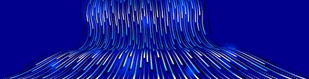 technology vector abstract background with lines big data flow, 3d abstraction of nanotechnology and science, electronics and digital style, wire net dimensional perspective.