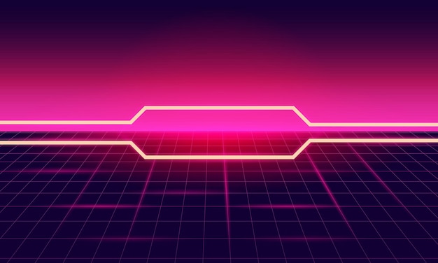 Telephone of Retro SciFi Background Futuristic Grid landscape 90's