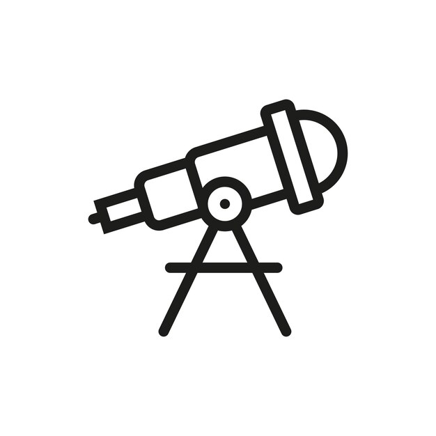 Telescope vector icon Flat black telescope icon
