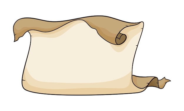 Template design in cartoon style with unrolled scroll on white background