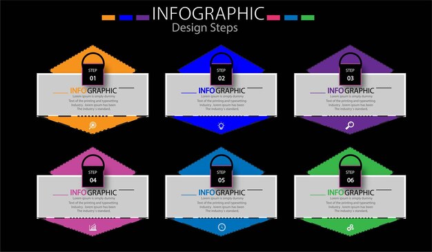 template infographic element design with 6 steps