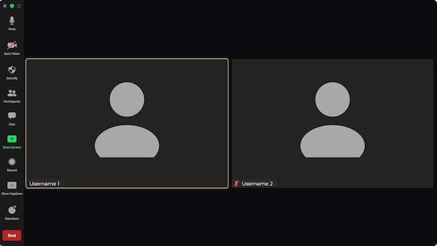 Template video conference user interface Application for social communication