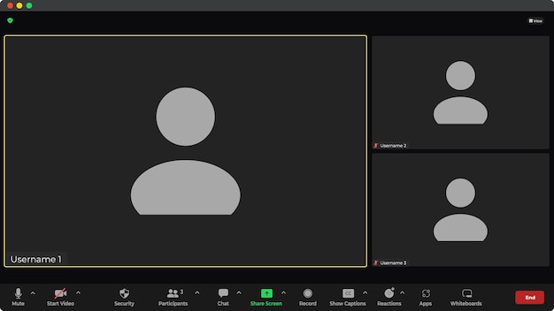 Template video conference user interface Application for social communication