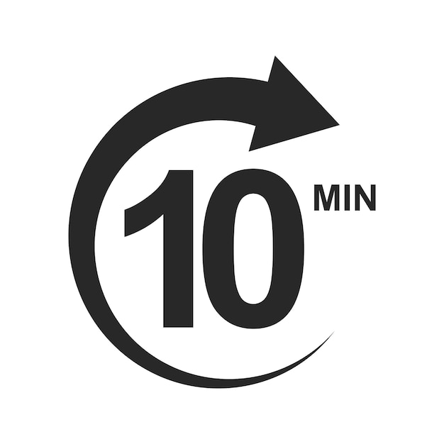 Ten minutes icon with circle arrow Stopwatch symbol 10 min countdawn sign Sport or cooking timer