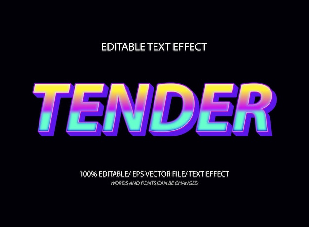 Tender 3d editable text effect