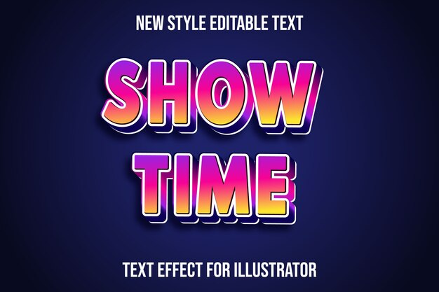 Text effect 3d show time color pink,orange and purple gradient