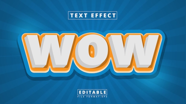 text effect design wow text style effect with blue color background