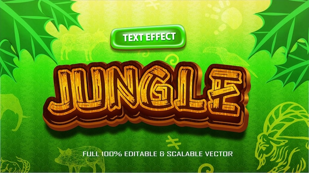 text effect jungle vector