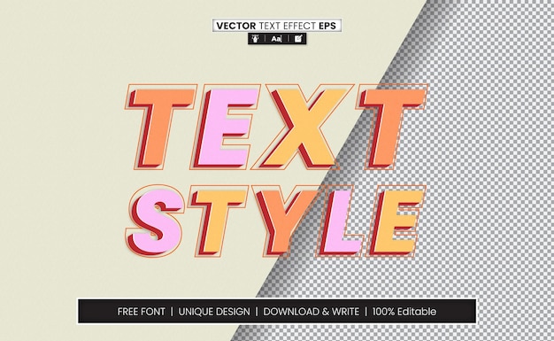 text style 3d text effect fully editable