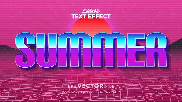 text style effect. retro summer text in grunge style