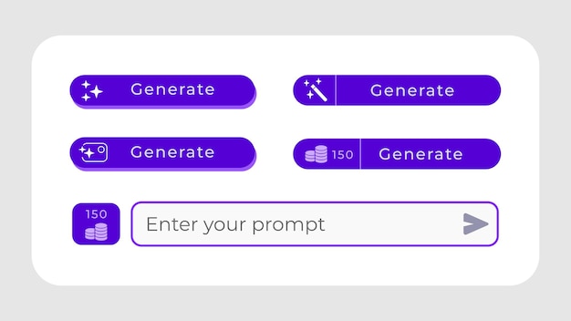 Text to image AI generate image button modern simple UI icon set purple violet