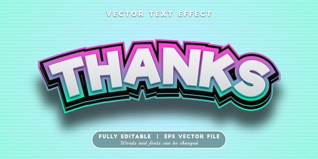 thanks text effect with editable text style