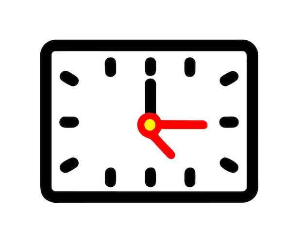 the a clock with hands at eight oclock is black and white on a white background in a square with
