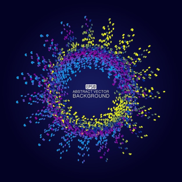 The background of spiral abstract pattern is formed by colored granular dots