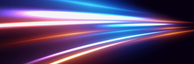 the effect of speed and neon lines dynamic movement of light rays