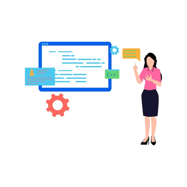 the girl is doing the coding setting
