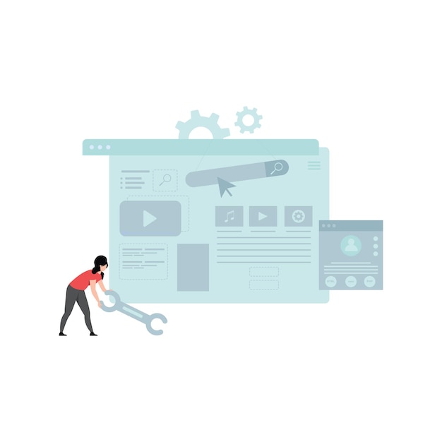 the girl is doing web page development