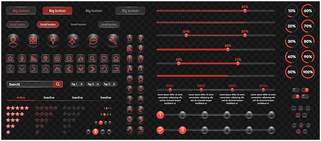The picture shows a modern interface for a website or mobile application Design elements include buttons icons and components