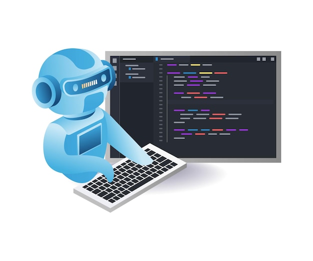 The robot is compiling a programming language