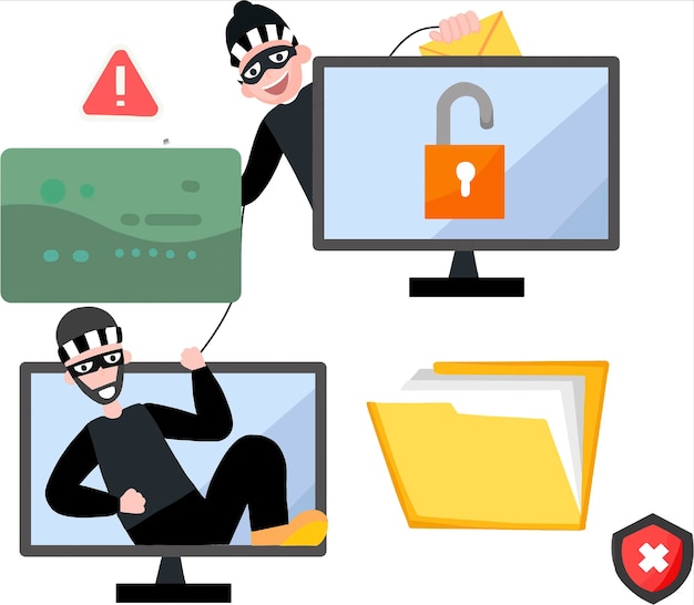 there are two computer screens with a man in a burgle and a computer with a pad