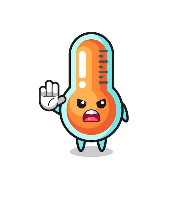 thermometer character doing stop gesture