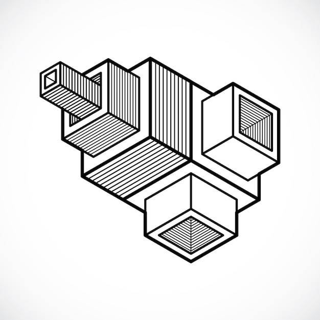 Thiết kế 3D, hình dạng khối vector trừu tượng.
