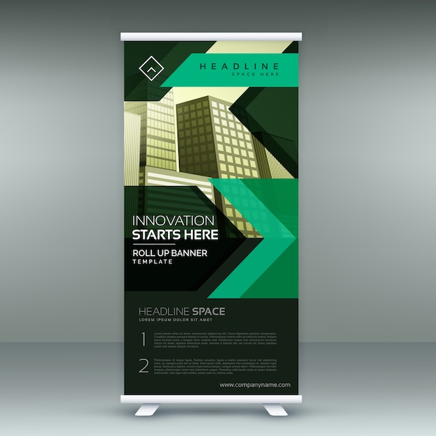 Thiết kế banner cuốn màu xanh lá cây trừu tượng