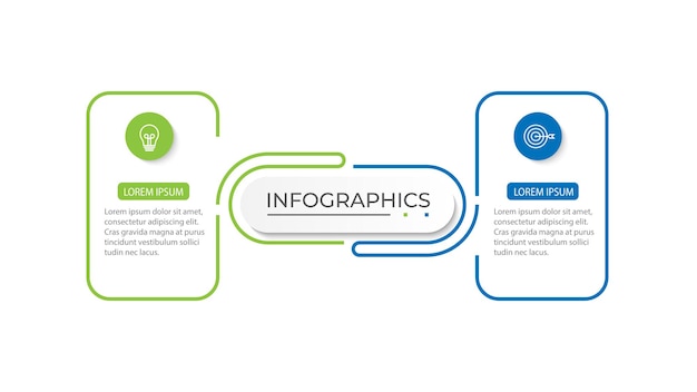 Thiết kế đường mỏng infographic vector với các biểu tượng tiếp thị Khái niệm kinh doanh với 2 tùy chọn