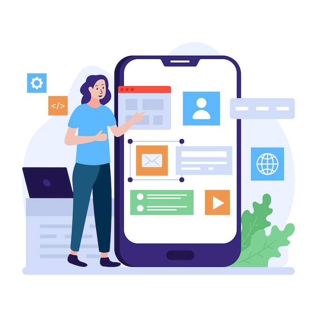 Thiết kế hình ảnh minh họa phẳng về marketing trên mạng xã hội