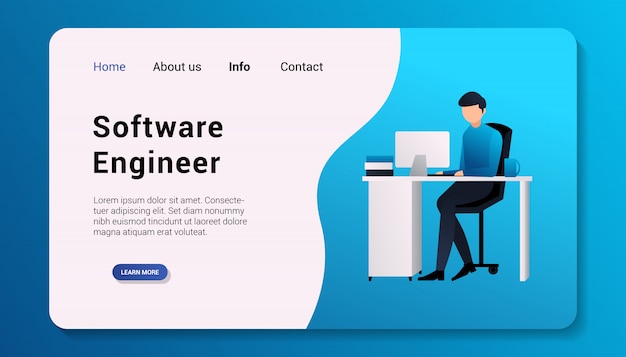 Thiết kế phẳng trang đích kỹ sư phần mềm minh họa