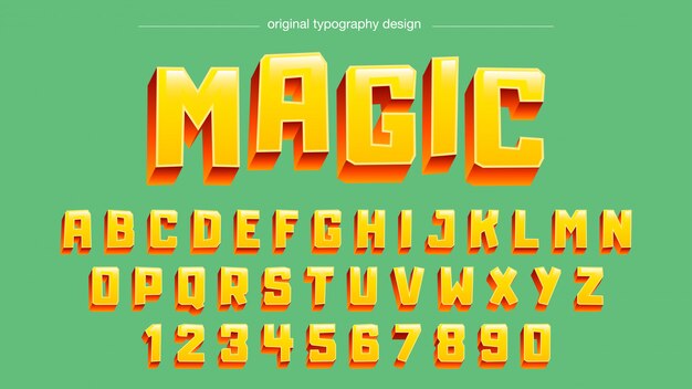 Thiết kế typography 3D đậm màu vàng