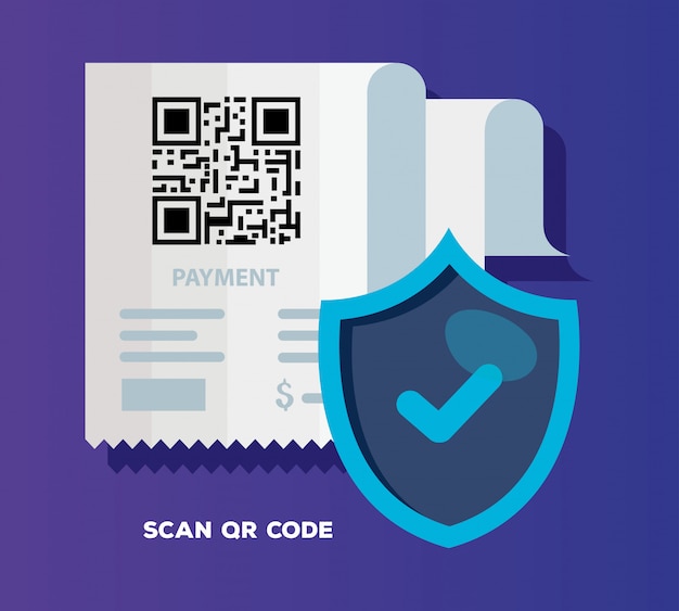 Thiết kế vector mã QR giấy và lá chắn