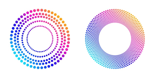 Thiết lập vòng tròn yếu tố thiết kế Màu sắc vector đậm được cô lập vòng vàng từ các sọc lượn sóng phát sáng trừu tượng của nhiều vòng xoáy lấp lánh được tạo bằng Blend Tool Hình minh họa vector EPS10 cho bản thuyết trình của bạn