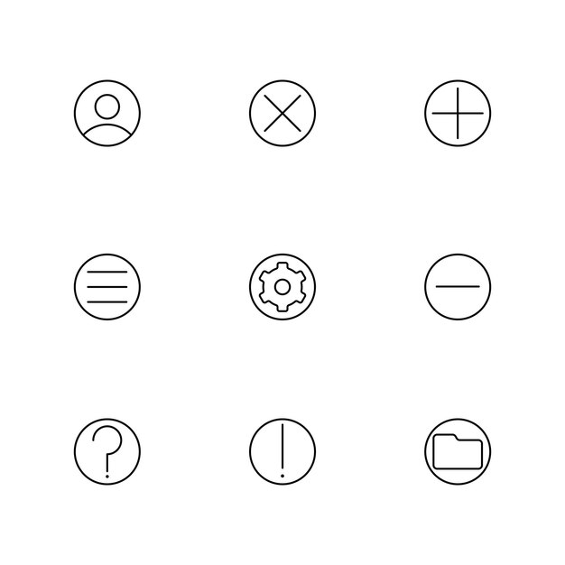 Thin line simple outline icons set Editable stroke Vector