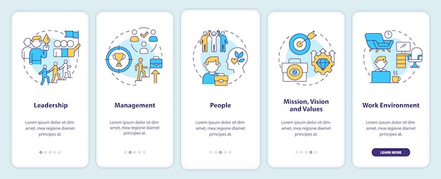 Things that impact workplace culture onboarding mobile app screen
