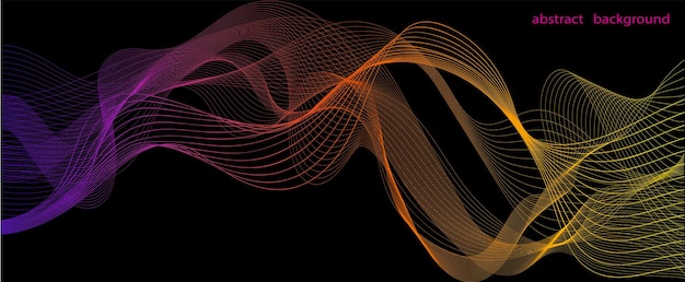 This image features a colorful wave pattern with flowing lines on a dark background It captures a modern abstract concept creating a dynamic visual effect Vector illustration