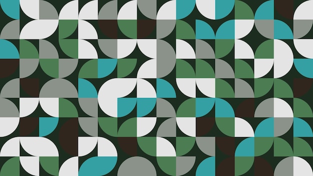 This vibrant geometric pattern features an array of curved shapes and circular designs in earthy tones creating a modern and artistic background ideal for diverse projects