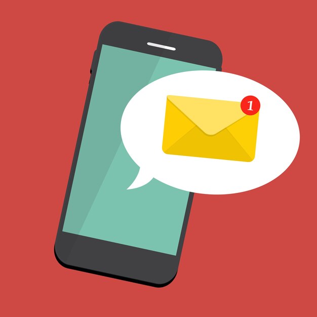 Thông báo Email mới trên khái niệm thông báo màn hình điện thoại thông minh