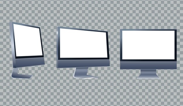 Three desktops devices  branding icons  illustration 